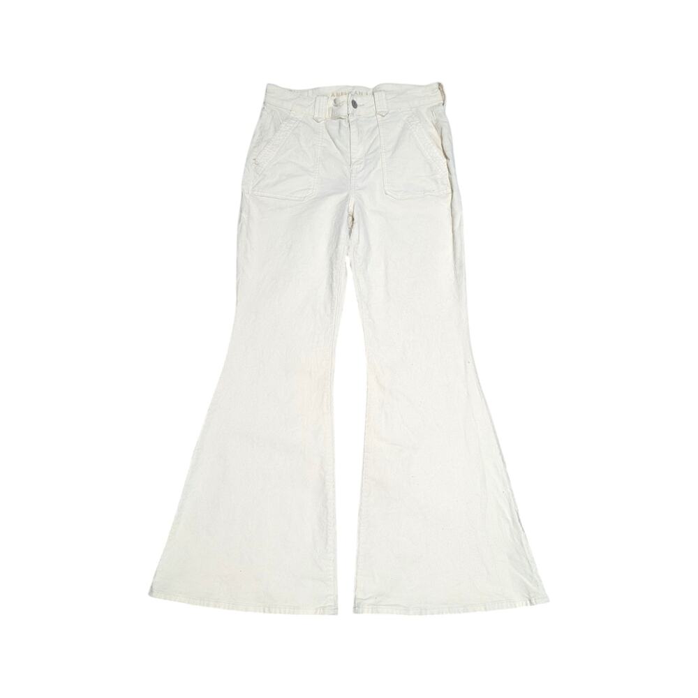 American Eagle Outfitters Stretch Corduroy Festival Flare Pants Cream Womens 10